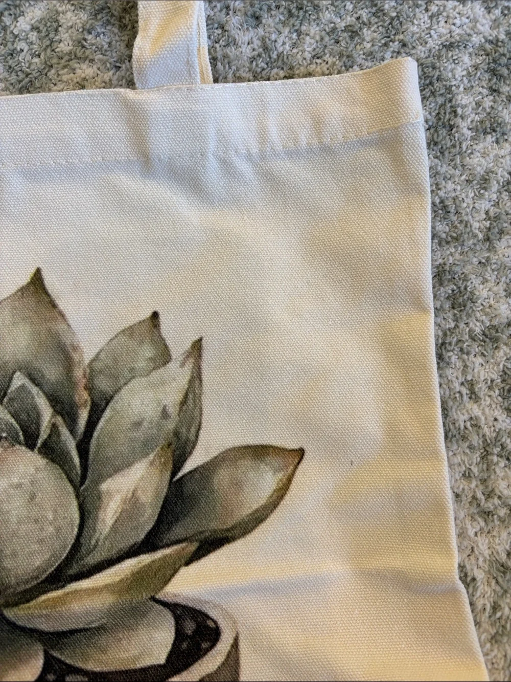 Desert Cactus Echeveria Succulent Cotton Canvas Tote Bag NWT 15.50x14”